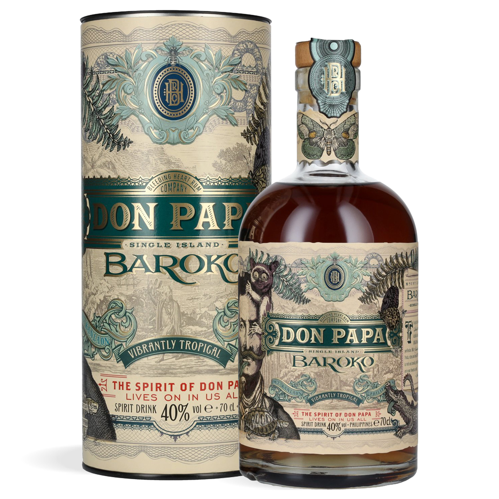 Boca Don Papa Baroko Rum 0,7L s barokno ukrašenom etiketom i premium pakiranjem