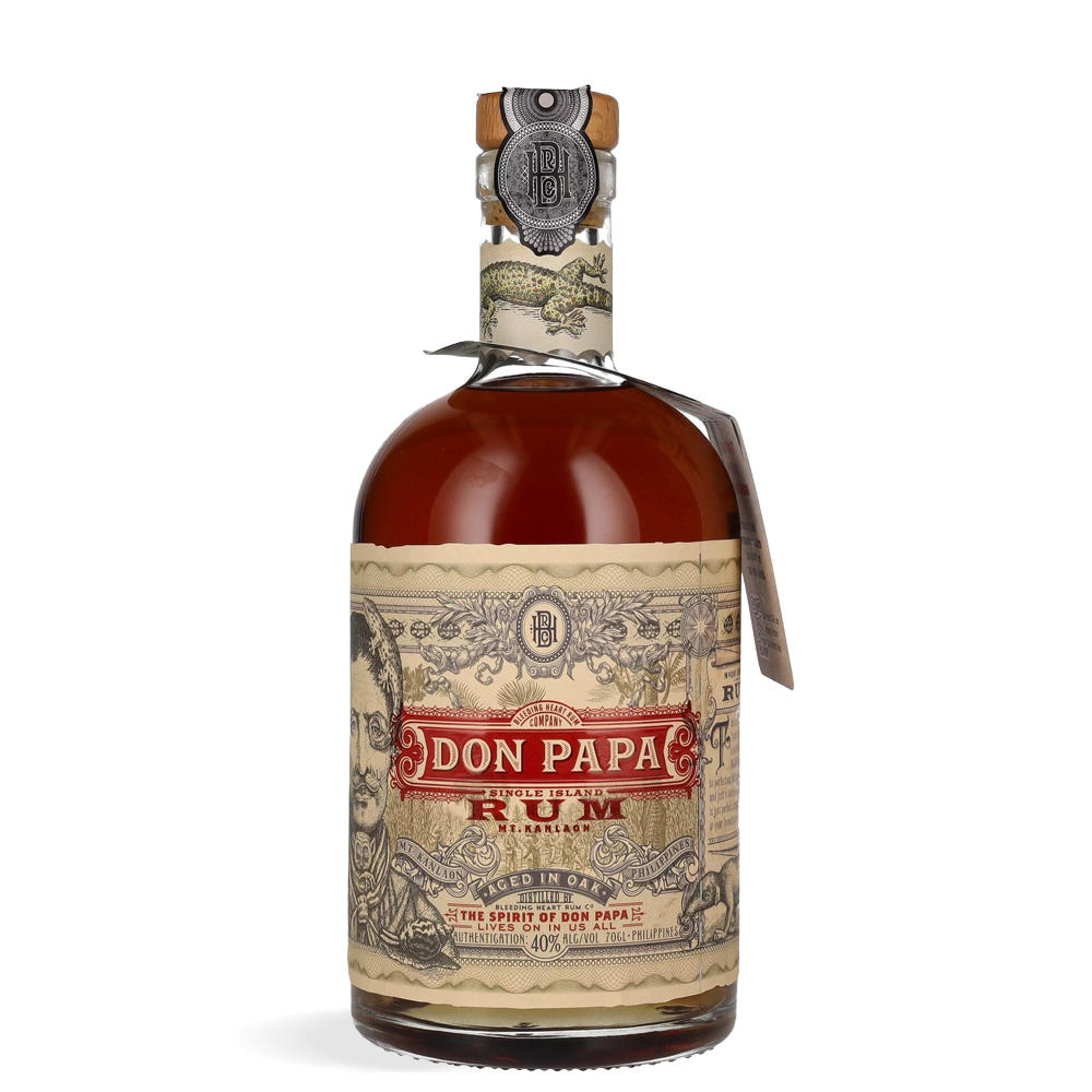Boca Don Papa Single Island Rum 0,7L s ilustriranom etiketom i premium dizajnom