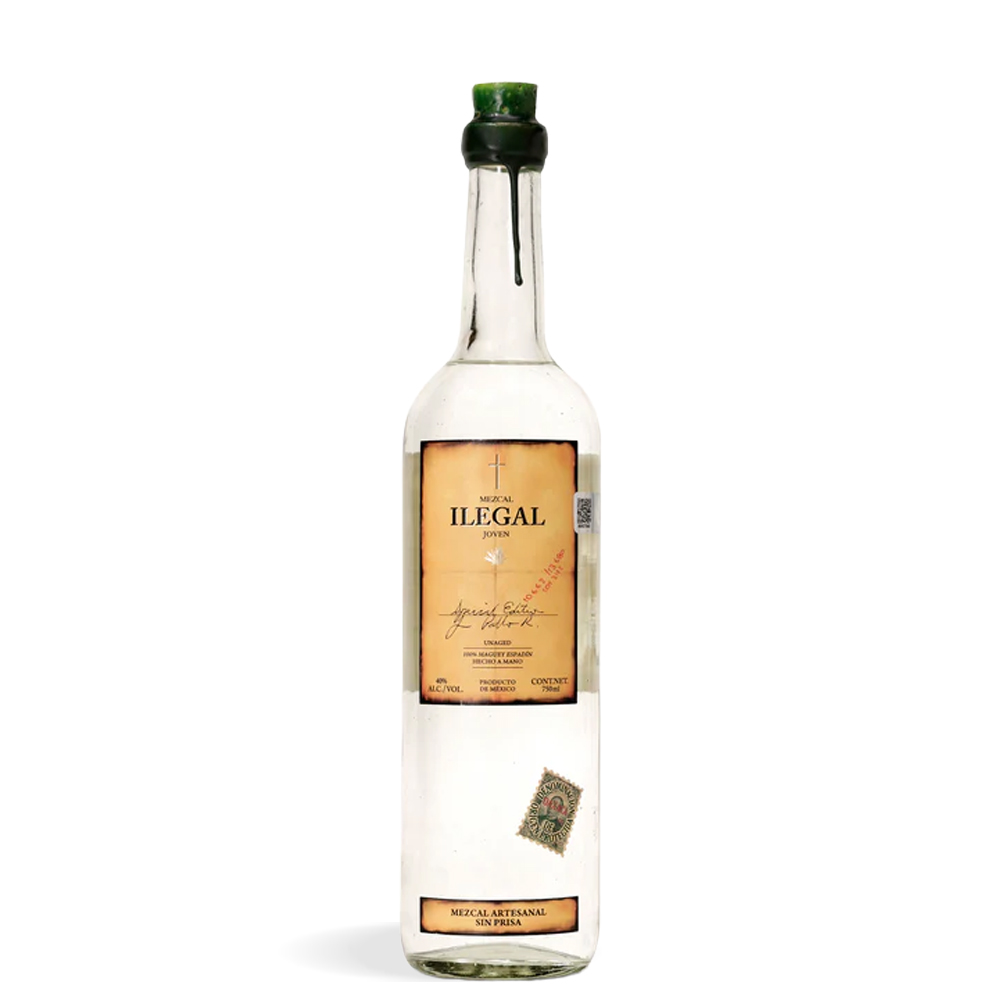 Boca Ilegal Joven Mezcal 0,7L s minimalističkom etiketom i ručnim voskom