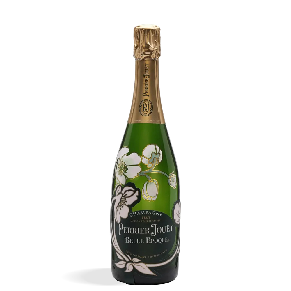 Boca Perrier-Jouët Belle Epoque Brut Champagne 2014 s motivom bijelih anemona i elegantnim pakiranjem