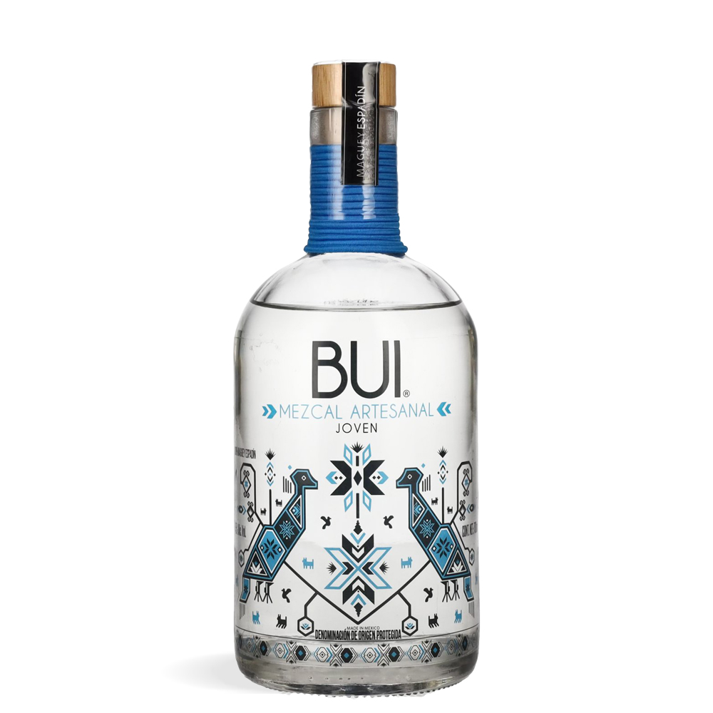 Boca BUI Mezcal Artesanal Maguey Espadin Joven 0,7L s rustikalnom etiketom i zanatskim dizajnom