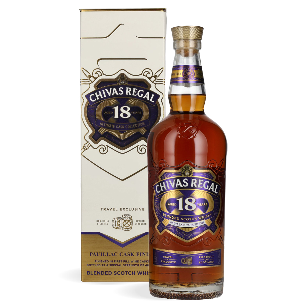 Boca Chivas Regal 18 Years Old Pauillac Cask Finish Whiskyja 0,7L s elegantnom kutijom i luksuznim detaljima, limitirano izdanje