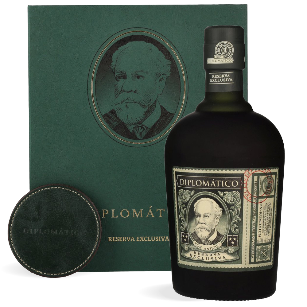 Boca Diplomático Reserva Exclusiva Ron Antiguo 0,7L u poklon kutiji u obliku knjige s podmetačima