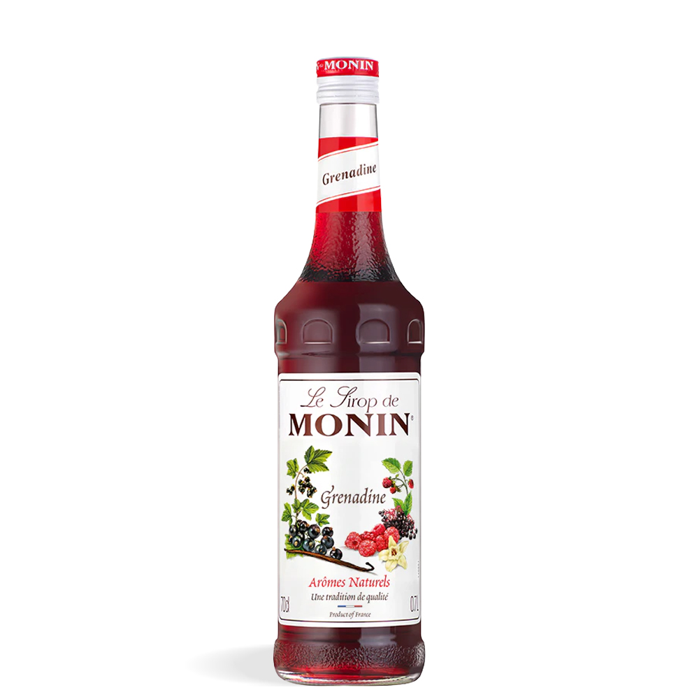 Boca Monin Grenadine Sirupa 0,7L s intenzivnom crvenom bojom i klasičnom etiketom