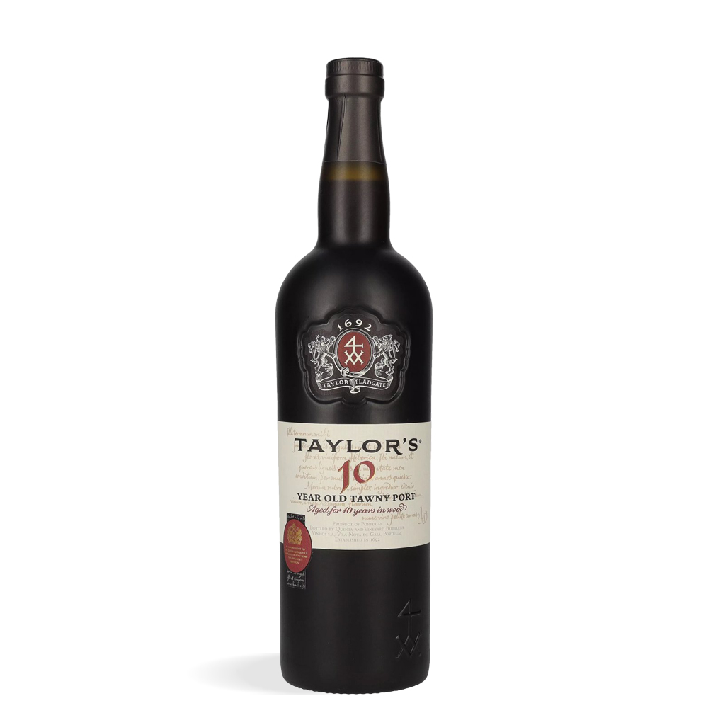 Boca Taylor’s 10 Years Old Tawny Porta 0,75L s etiketom u zlatnim tonovima i ambalažom