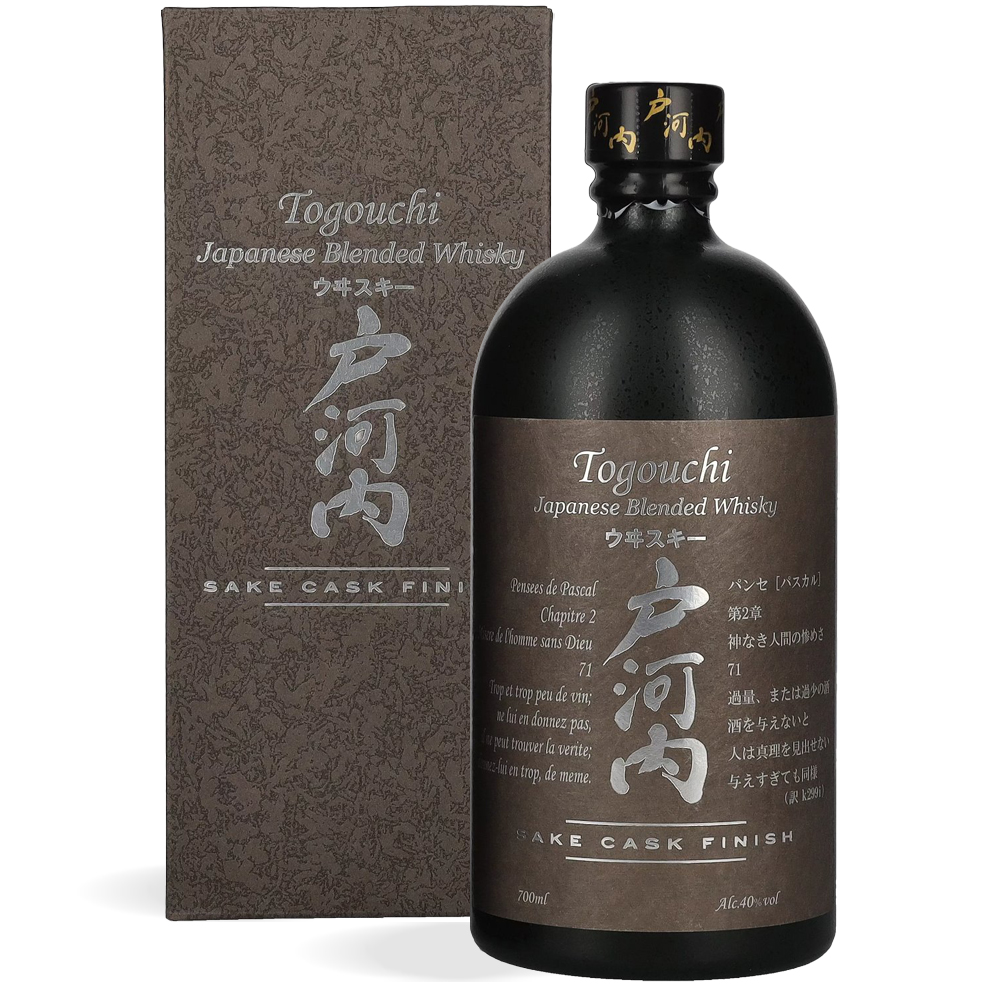Boca Togouchi Sake Cask Finish Whisky 0,7L s minimalističkom japanskom etiketom i kutijom