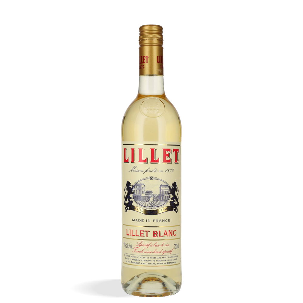Elegantna boca Lillet Blanc Aperitiva 0,75L sa zlatnom nijansom i francuskim dizajnom