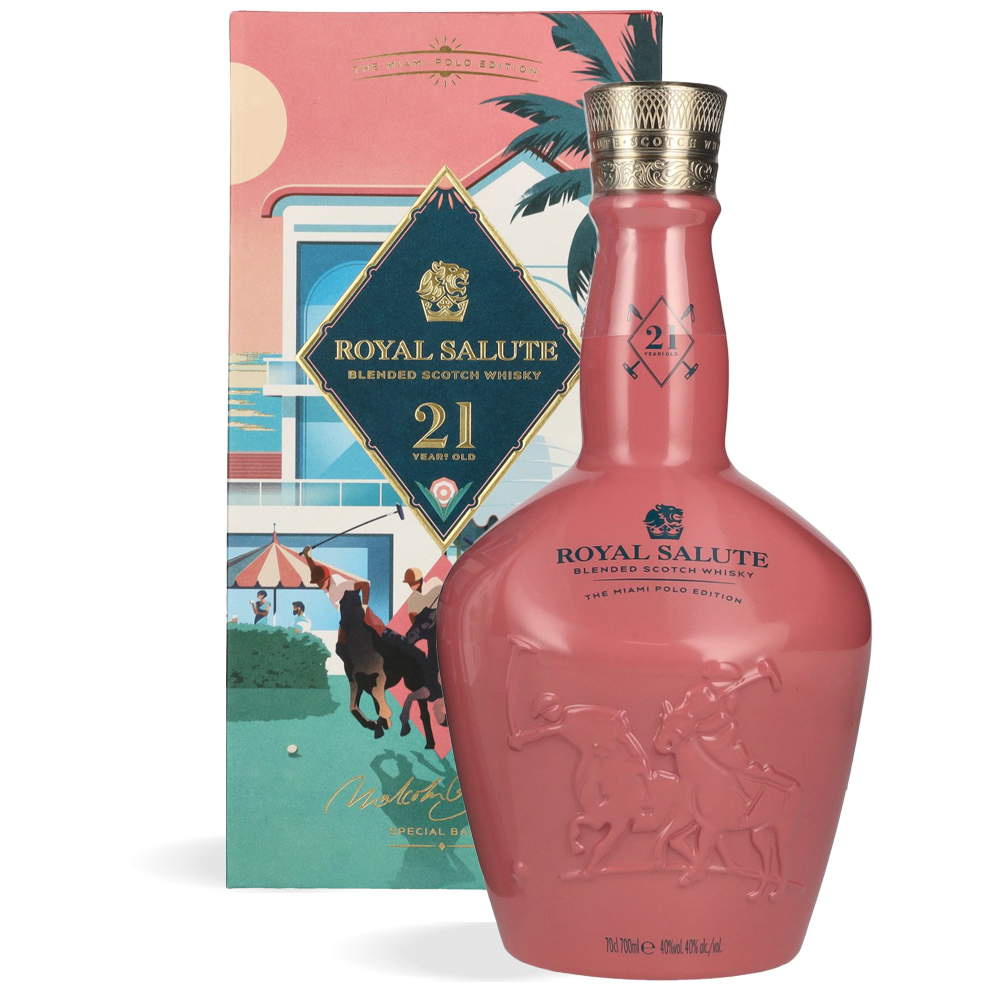 Boca Royal Salute 21 Years Old The Miami Polo Edition u ružičastoj boji s luksuznom kutijom