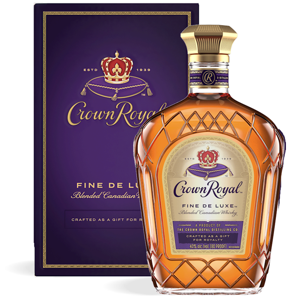 Boca Crown Royal Fine De Luxe Whisky 0,75L s ljubičastom kutijom i zlatnim detaljima