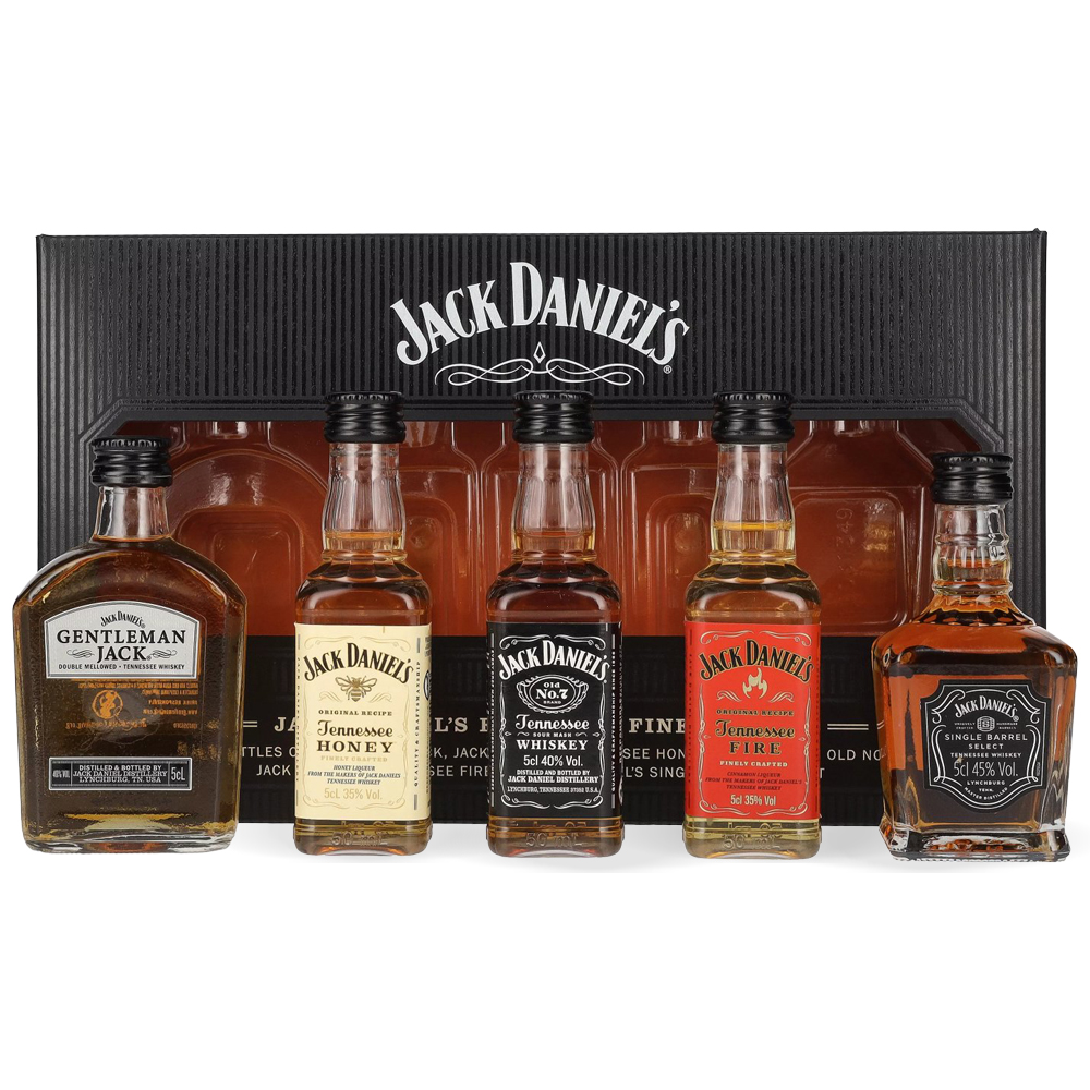 - [ ] Poklon set Jack Daniel’s Family of Fine Spirits s pet mini boca od 0,05 l u elegantnoj crnoj kutiji