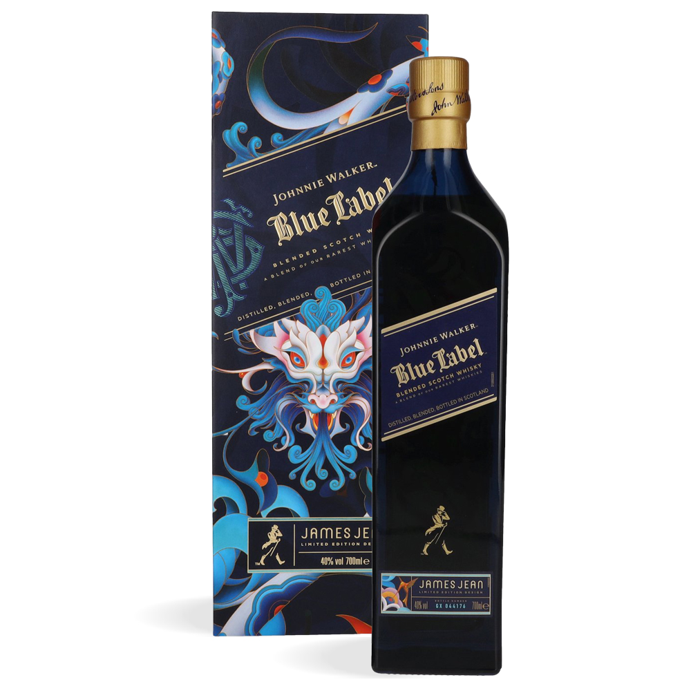 Boca Johnnie Walker Blue Label Year of the Wood Dragon 2024 s umjetničkim dizajnom Jamesa Jeana u luksuznoj poklon kutiji