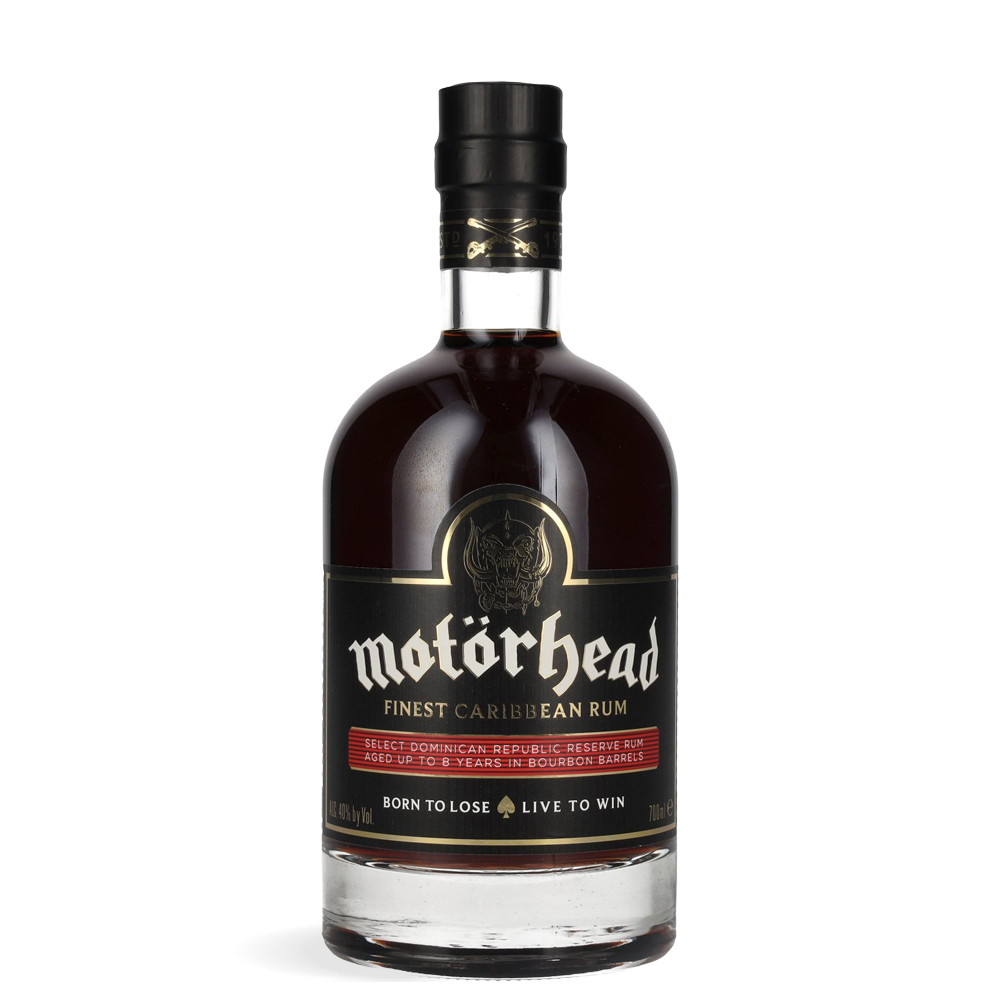 Boca Motörhead Finest Caribbean Rum 0,7l u crnoj boji s rock dizajnom i luksuznim detaljima