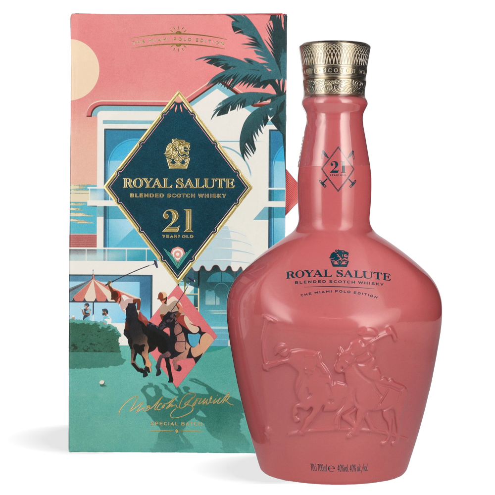 Boca Royal Salute 21 Years Old The Miami Polo Edition u ružičastoj boji s luksuznom kutijom