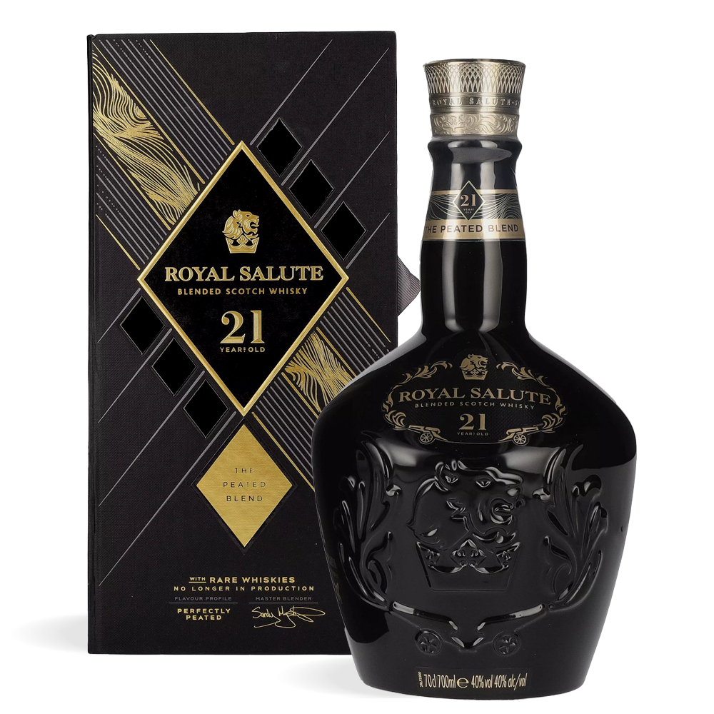 Boca Royal Salute 21 Years Old The Peated Blend u luksuznoj kutiji s elegantnim dizajnom