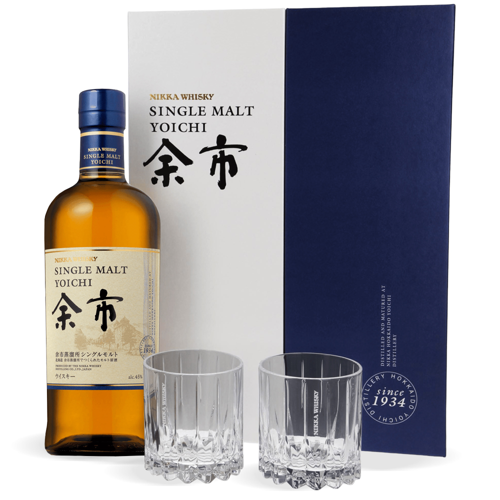 Boca Nikka Yoichi Single Malt Whisky s dvije elegantne čaše u luksuznom poklon pakiranju inspiriranom japanskom tradicijom