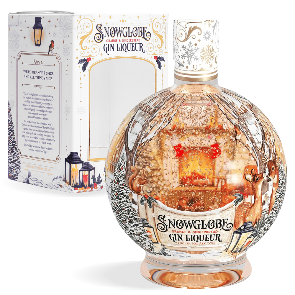 Boca Snowglobe Spiced Orange & Gingerbread Gin Liqueur Light-Up od 0,7 l u obliku kugle, sa svjetlosnim efektom i poklon-kutijom