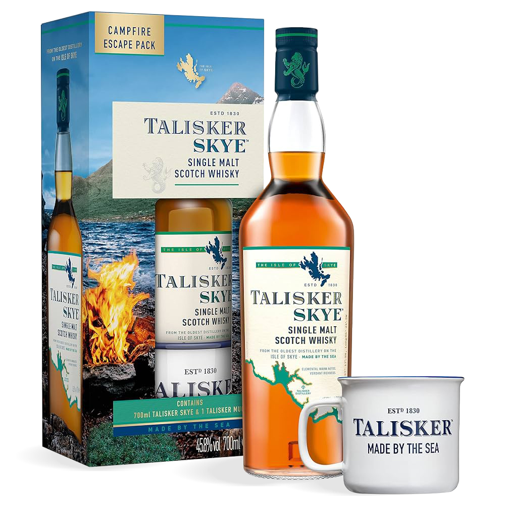Boca Talisker Skye Single Malt Scotch Whisky s metalnom šalicom u elegantnom Campfire Escape poklon pakiranju