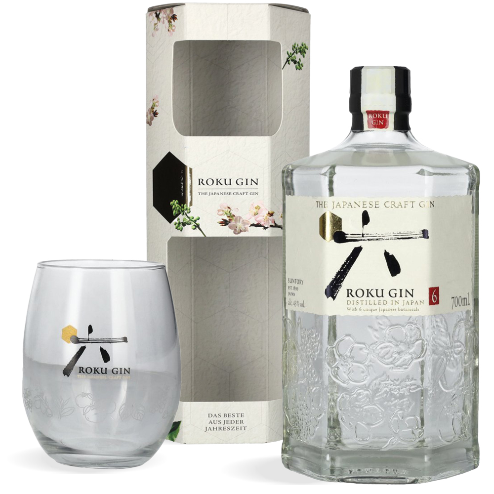 Boca Roku gin japanese craft gin 0,7l u poklon setu sa niskom čašom