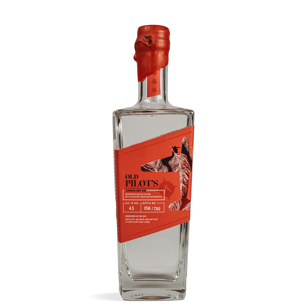 Old Pilot’s Art Edition 2020 London Dry Gin 0,7 L u numeriranoj boci s umjetničkim crvenim ilustracijama ptica i zrakoplova