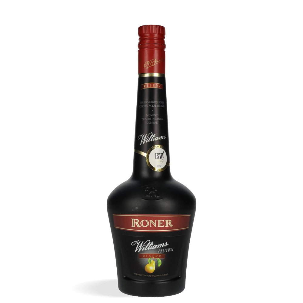 Roner Williams Reserve 0,7 L u elegantnoj prozirnoj boci s profinjenom etiketom i čistim linijama dizajna.
