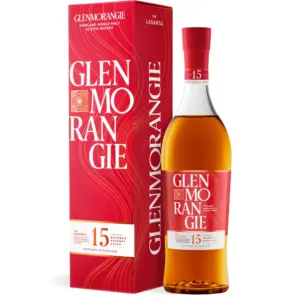 Glenmorangie The Lasanta 15 Years Old 0,7 L u elegantnoj boci s dubokom tamnom bojom i luksuznim dizajnom, te poklon kutijom