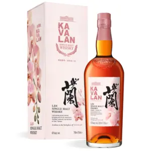 Kavalan LÁN Single Malt Whisky 0,7 L u elegantnoj boci s luksuznom poklon kutijom inspiriranom motivom orhideje.