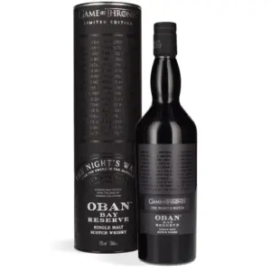 Oban Bay Reserve Game of Thrones The Night’s Watch single malt scotch whisky 0,7 L u tamnoj boci s elegantnom poklon kutijom inspiriranom serijom.