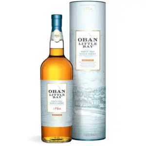 Oban Little Bay Single Malt Scotch Whisky 0,7 L u elegantnoj boci jantarne boje s poklon kutijom.