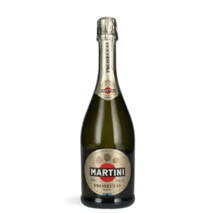 Martini Prosecco D.O.C. 0,75 L u elegantnoj boci pjenušca s prepoznatljivom etiketom, talijanski Prosecco od sorte Glera s finim i postojanim perlanjem.