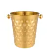 Inox kibla za boce zlatna Deluxe 5l s dekorativnim reljefnim uzorkom i metalnim ručkama za hlađenje vina, pjenušaca i šampanjca, profesionalna barska oprema i sitni barski inventar.