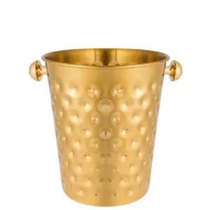 Inox kibla za boce zlatna Deluxe 5l s dekorativnim reljefnim uzorkom i metalnim ručkama za hlađenje vina, pjenušaca i šampanjca, profesionalna barska oprema i sitni barski inventar.