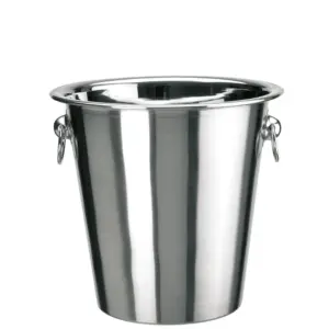 Posuda za boce inox, nehrđajući čelik s ručno poliranom zrcalnom završnom obradom i dvije prstenaste ručke.